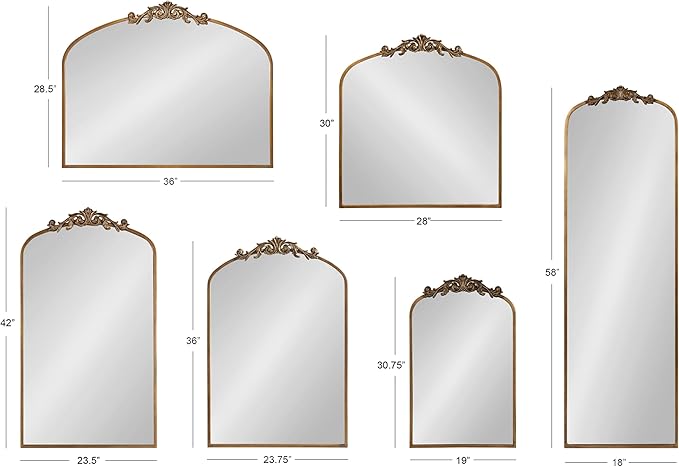 Kate and Laurel Arendahl Ornate Traditional Arched Mirror; 36 x 29; Black; - Image 9