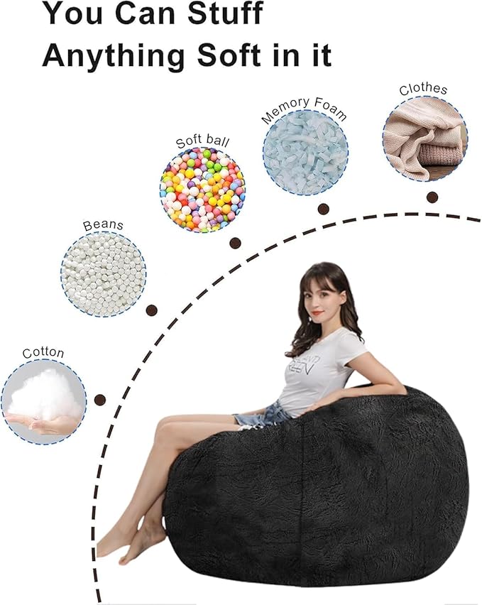 Bean Bag Chair for Kids Adults Without Filler Oversized Round Plush Beanbag - Image 4