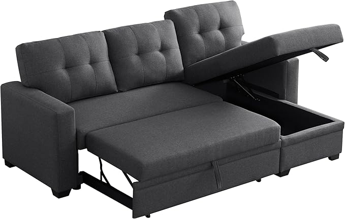 82 Inch Convertible Sleeper Sectional Sofa - Image 7