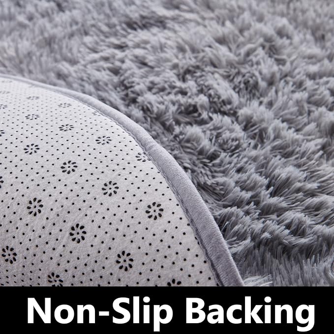 FJZFING Grey Round Rug Ultra-Soft Plush Modern 4x4 Circle Area Rug - Image 5