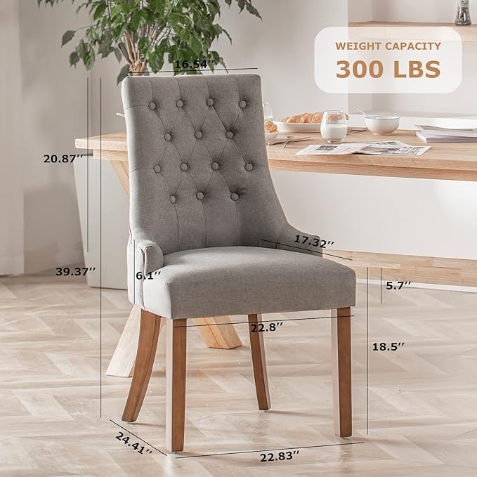 COLAMY Wingback Upholstered Dining Chairs Set of 6, Fabric Side Dining Room - Image 3