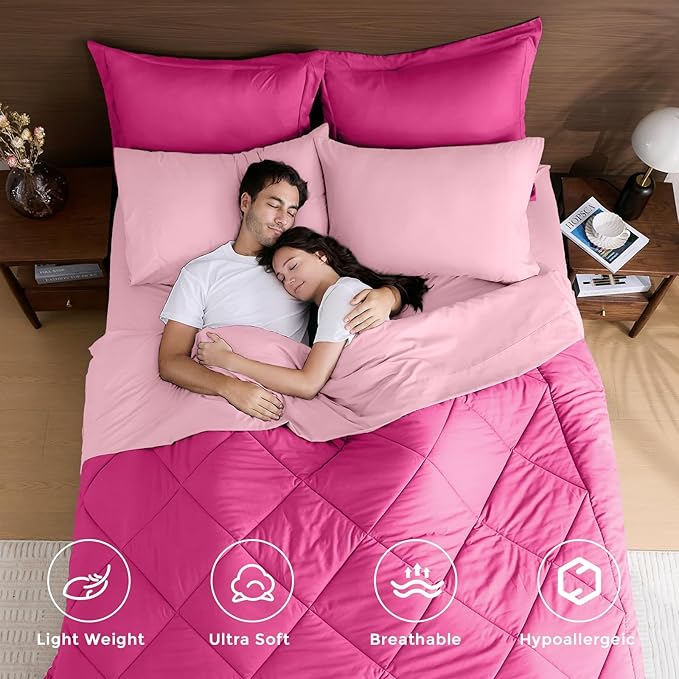 HEVUMYI Hot Pink & Baby Pink Twin-XL Comforter Set - Image 2