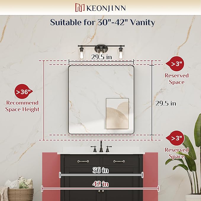 Keonjinn Gold Bathroom Mirror for Over Sink, Large Rounded Rectangle Gold - Image 6