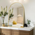 30" x 48" Gold Arched Mirror, Arch Wall Mirror, Metal Frame Black Bathroom by Minuover