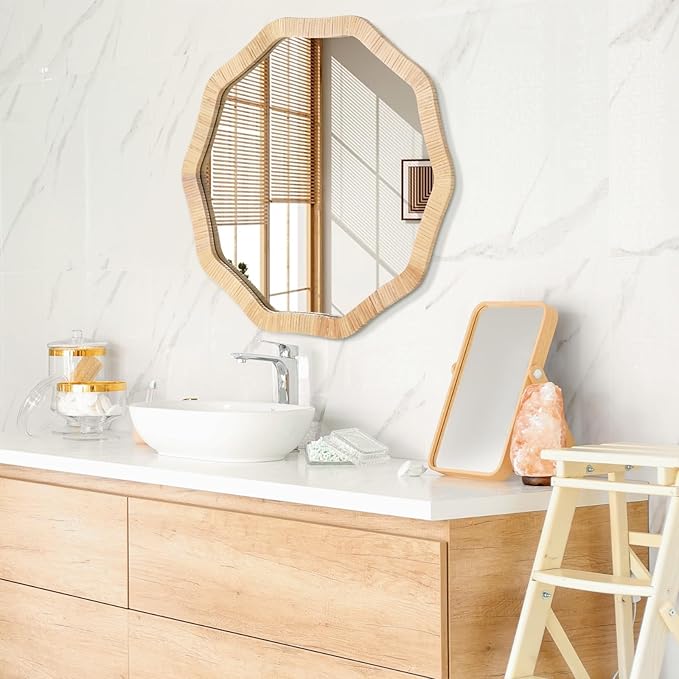 ULIKE Rattan Mirror for Wall, Bathroom 24 Inch Rustic Farmhouse Wall Decor - Image 4