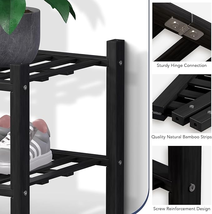 Haddockway 4 Tier Bamboo Shoe Rack Storage Organizer, Small Space 27"x11"x26" - Image 4