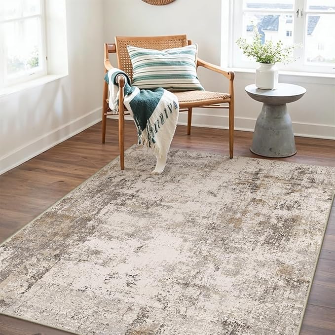 3x4 Washable Area Rug Brown Grey Neutral Abstract Entryway Kitchen Non Slip Low - Image 4