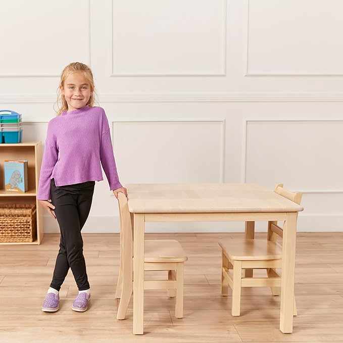 ECR4Kids 30in x 30in Square Hardwood Table and Chair Set, 12in Seat Height - Image 11
