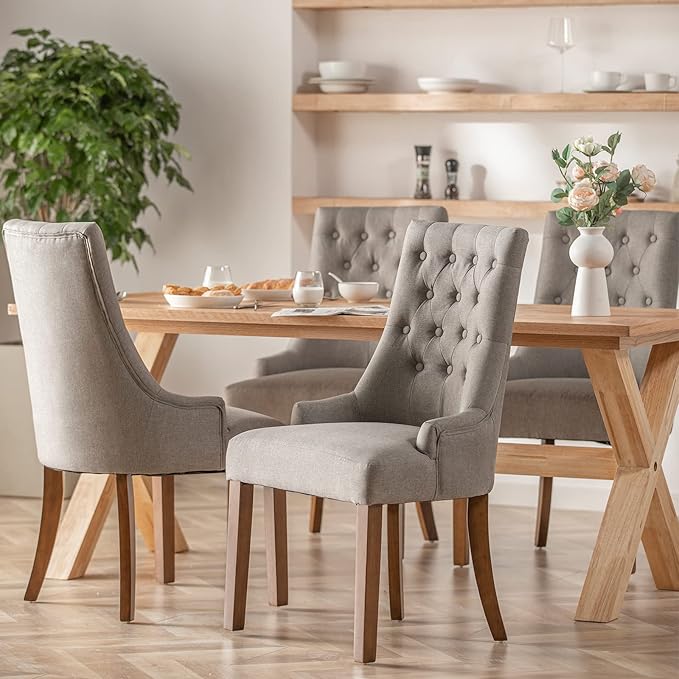 COLAMY Wingback Upholstered Dining Chairs Set of 2, Fabric Side Dining Room - Image 2
