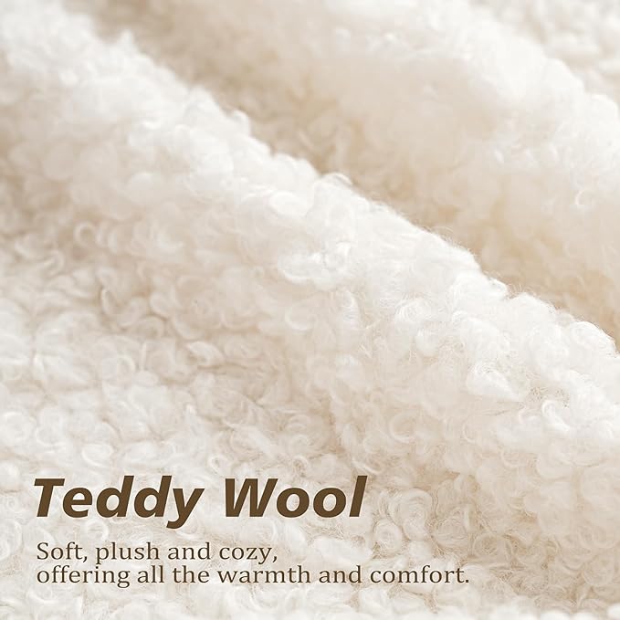 Foindtower Set of 2 Curly Teddy Wool Faux Fur Pillow Covers Decorative Boucle - Image 2