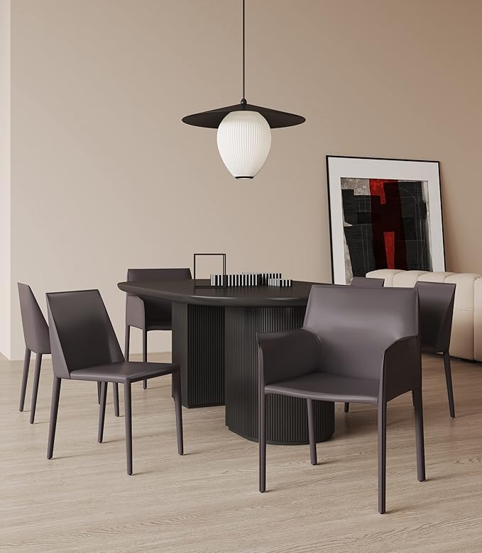 Manhattan Comfort Paris Modern Saddle Leather Dining Chairs, Metal Frame - Image 2