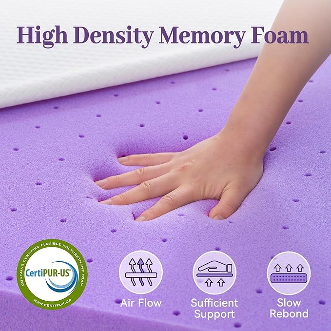 SINWEEK 3 Inch Gel Memory Foam Mattress Topper King Size, Ventilated High - Image 5