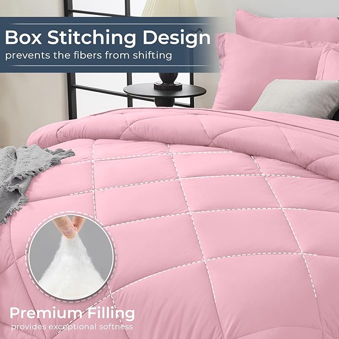 HEVUMYI Pink Twin-XL Comforter Set - Image 4