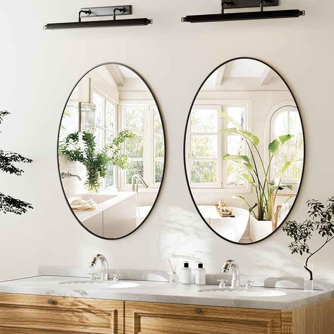 Koonmi Black Oval Bathroom Mirror, Oval Mirror - Image 2