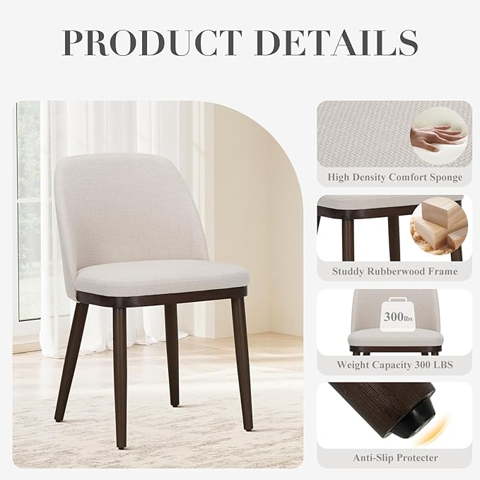 COLAMY Upholstered Dining Chairs Set of 4, Modern Kitchen Chairs - Image 5