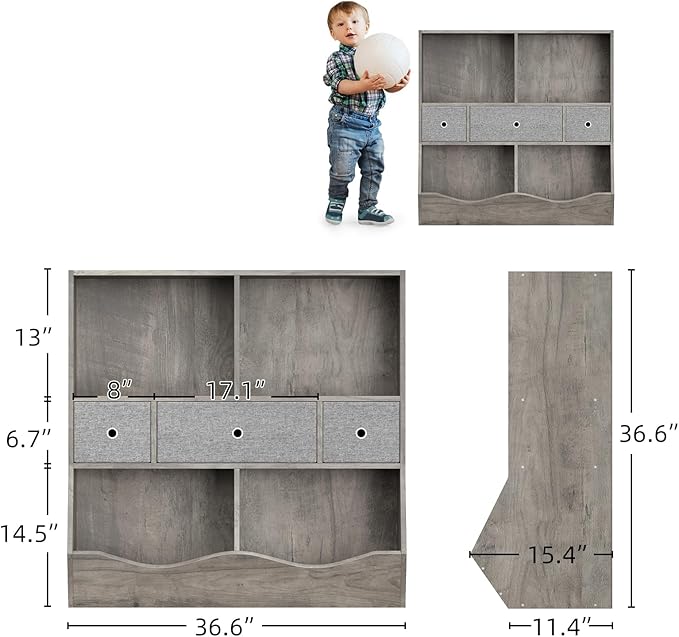 IDEALHOUSE Kids Bookshelf and Toy Storage Organizer - Image 2