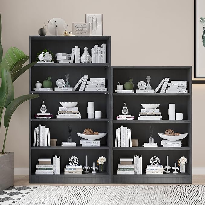 Wooden Bookshelf with Adjustable Shelves, 5 Tier Tall Bookcase - Image 5