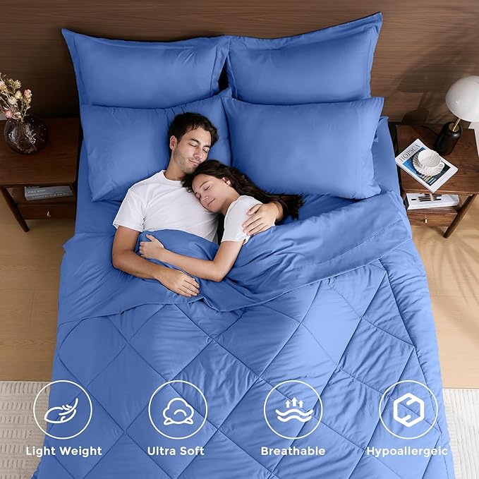 HEVUMYI Royal Blue Cali-King Comforter Set - Image 2