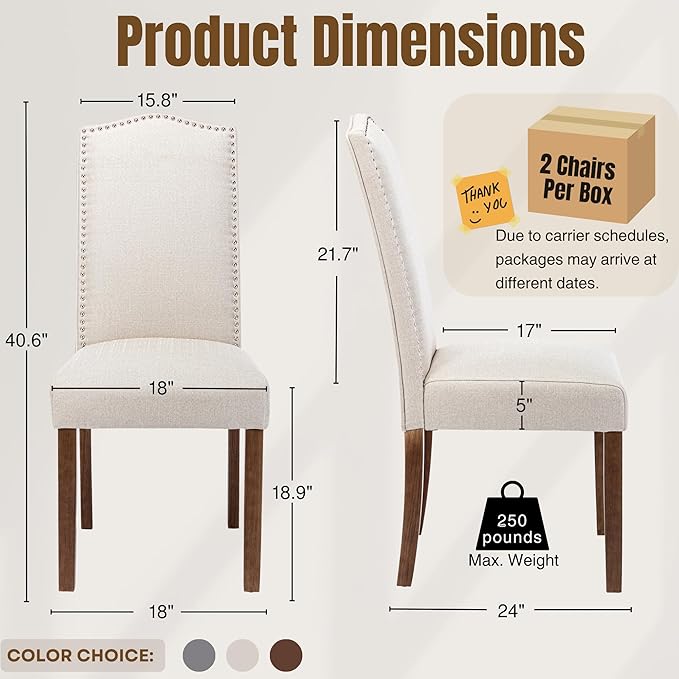 Stylish Upholstered Parsons Dining Chair Kitchen - Image 3