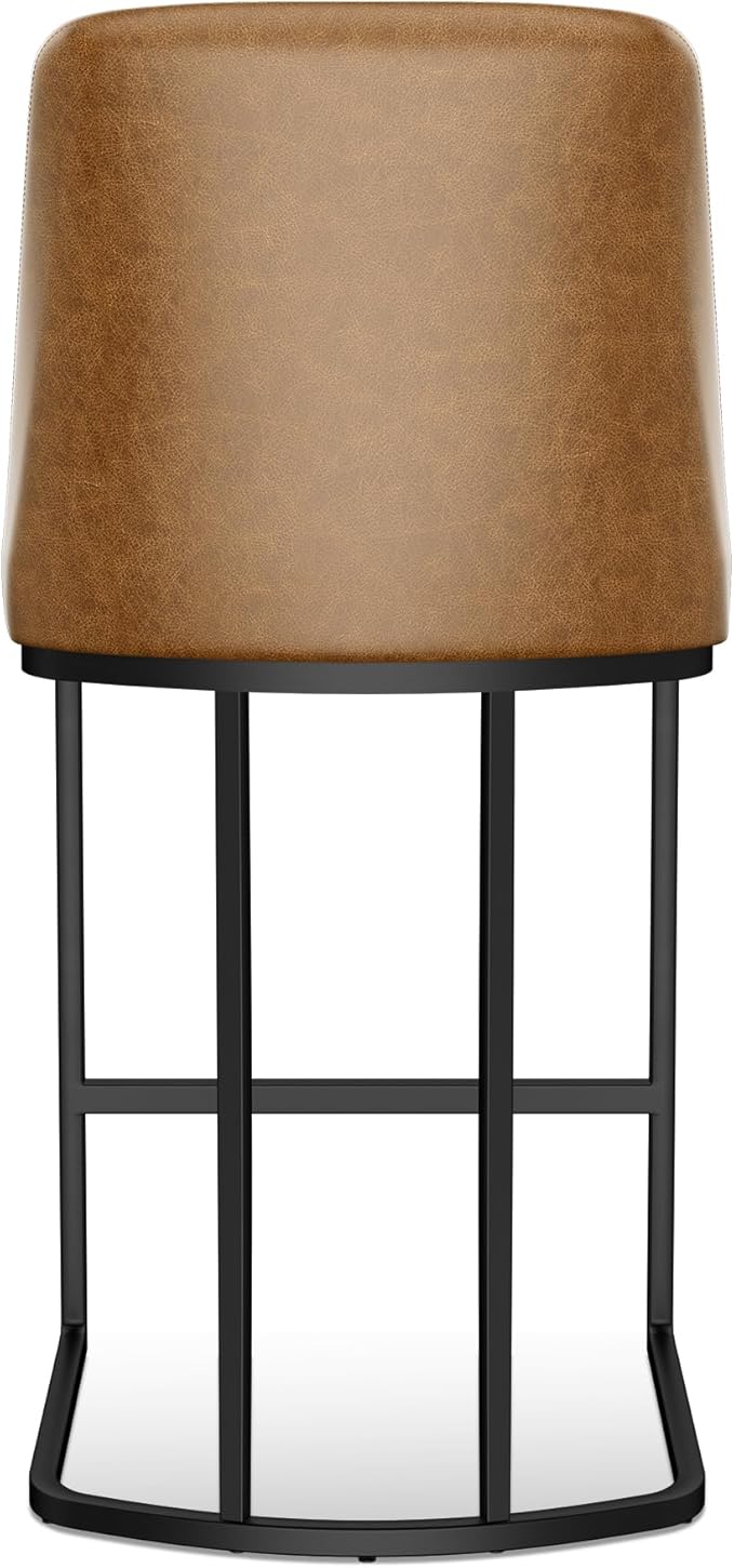 Bar Stools Set of 4, Faux Leather Counter Height Barstools, Upholstered Kitchen - Image 8