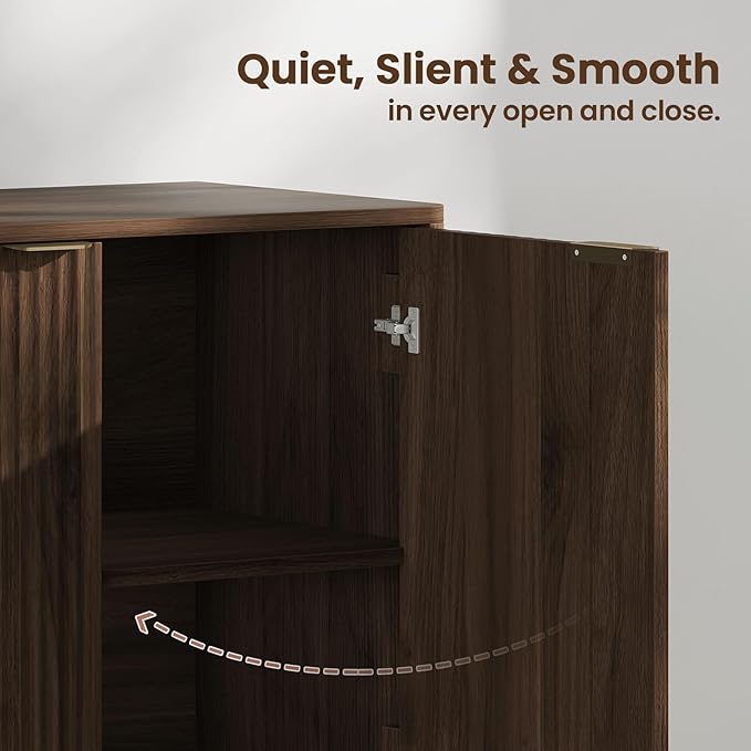 Buffet Cabinet with Storage, Fluted Multifunctional Storage Cabinet with 4 Doors - Image 6