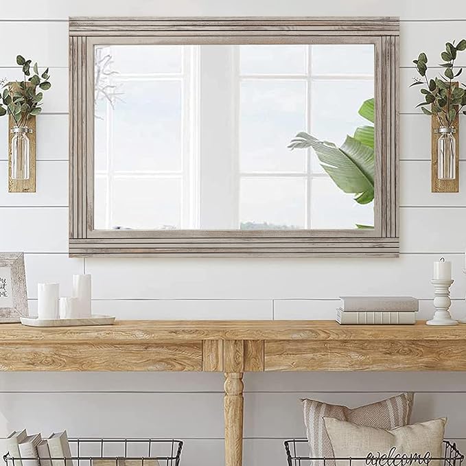 YOSHOOT Hand-Made Wooden Spliced Wall Mirror - Image 4
