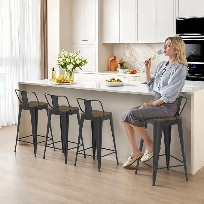 30 Inch Swivel Bar Stools Set of 4, Counter Height Bar Stools - Image 8