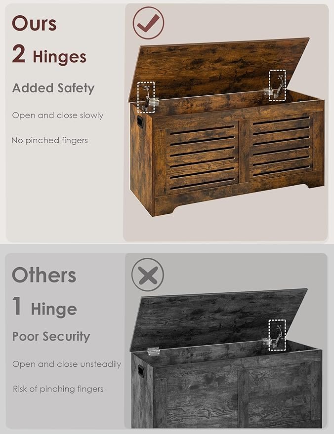 DINZI LVJ Storage Chest, 39.4”Wooden Toy Box - Image 2