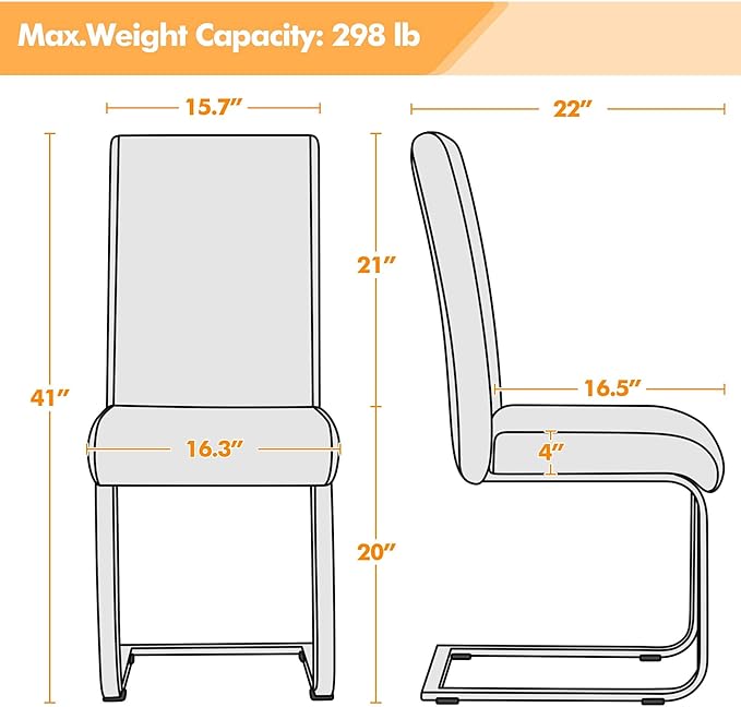 Yaheetech Dining Chairs Set of 2 Modern Faux Leather Upholstered Dining Room - Image 3