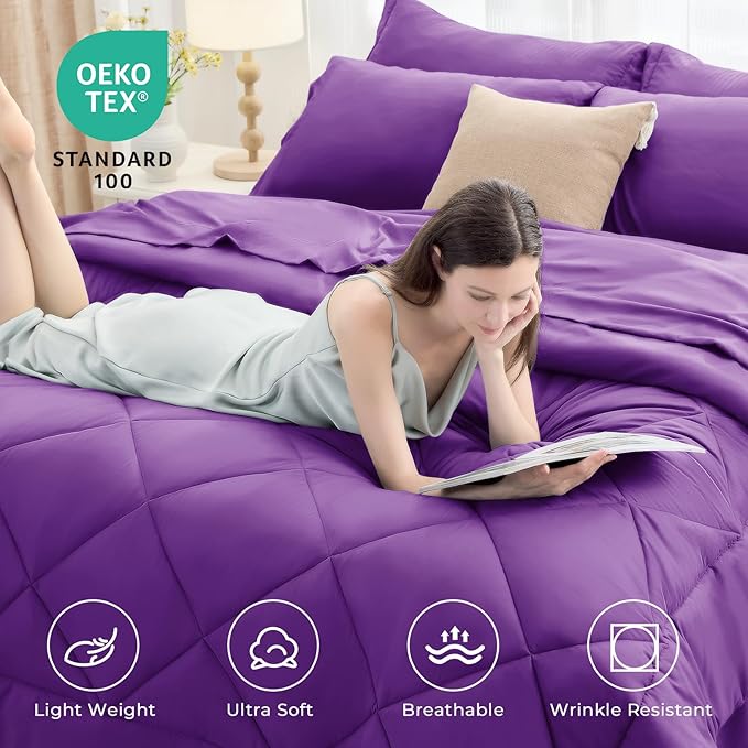 HEVUMYI Purple Full Comforter Set - Image 2