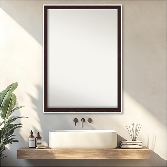 Amanti Art Bathroom Mirror for Over Sink, 30x41 Maya Espresso Silver Rectangle - Image 5