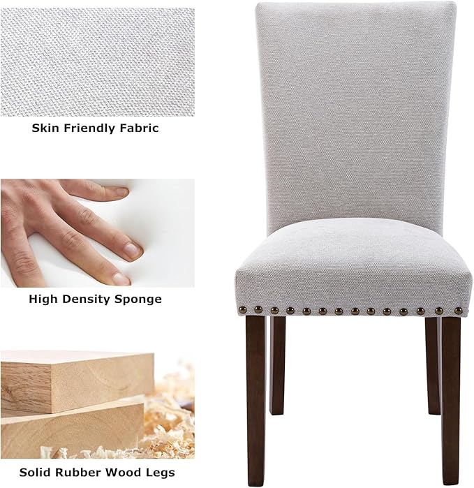 COLAMY Parsons Dining Chairs Set of 6, Upholstered Fabric Dining Room Kitchen - Image 4
