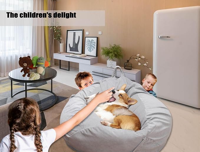Kisoy Bean Bag Chair Cover Stuffed Animal Storage Bean Bag Cover Pets Dogs/Cats - Image 7