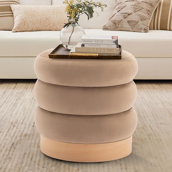 COLAMY Velvet Ottoman Footstool, Tufted Modern Foot Rest Stool - Image 4