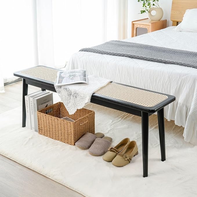 Entryway Bench, Solid Wood Kitchen Dining Bench, Mid Century Modern End of Bed - Image 4