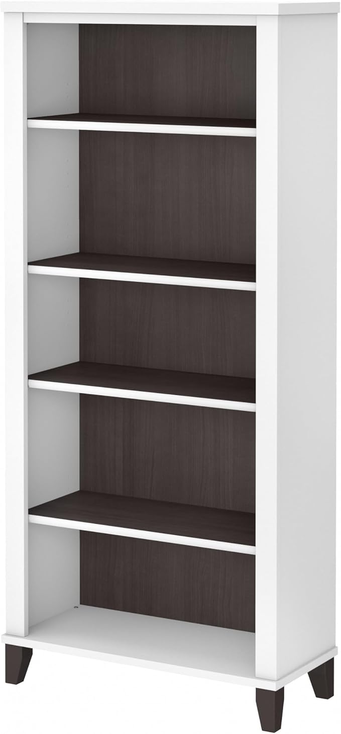Bush Furniture Somerset 5 Shelf Bookcase in Storm Gray, Tall Bookshelf - Image 8