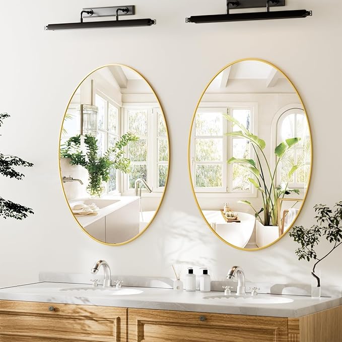 Koonmi Gold Oval Bathroom Mirror, Oval Mirror - Image 5