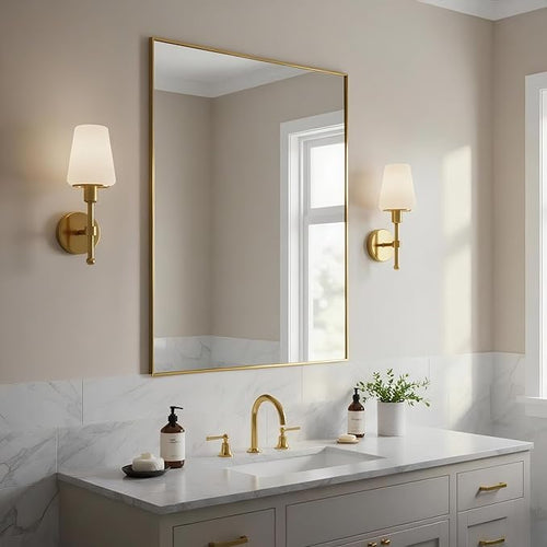 24x30 Inch Brass Bathroom Mirror by Bonverre