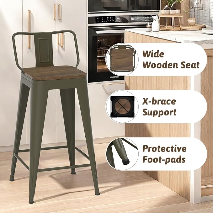 30 Inch Swivel Bar Stools Set of 4, Counter Height Bar Stools - Image 5