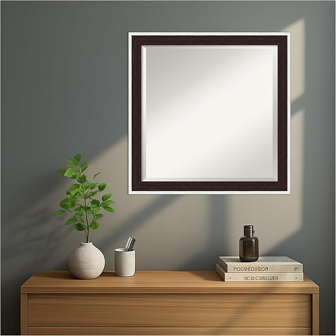 Amanti Art Wall Mirror 23x23 Maya Espresso Silver Square Bathroom Mirror - Image 6