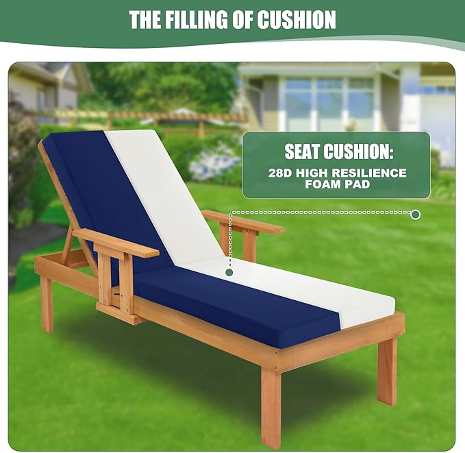 Chaise Lounge Cushions Outdoor Set of 2 - Image 3