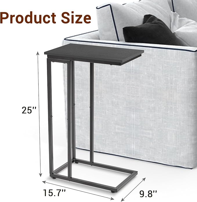 C-Shaped End Table, for Living Room, Small Spaces, TV Tray Couch Side Tables - Image 3