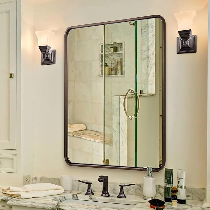 ANDY STAR Bronze Bathroom Mirror, 30x36 Inch Oil Rubbed Bronze Mirror, Bronze - Image 3