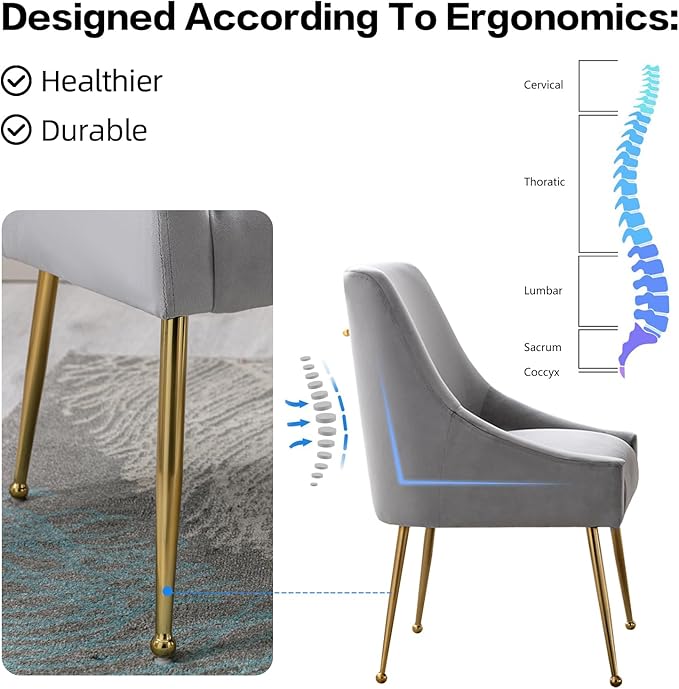 Velvet Dining Chairs Set of 2, Furniture Collection Modern Contemporary - Image 4