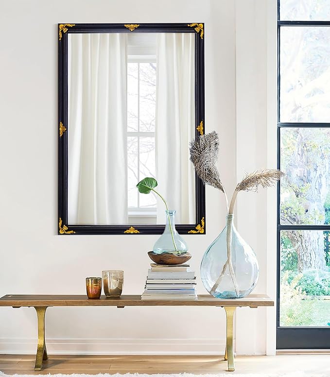 39" x 27" Large Vintage Decoration Mirror, Dark Antique Mirror Wall Decor - Image 5