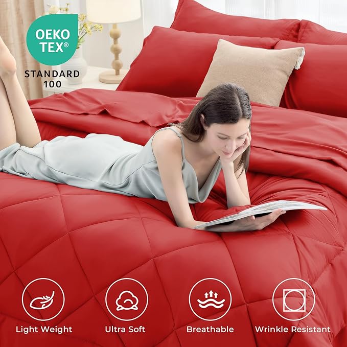 HEVUMYI Red Twin-XL Comforter Set - Image 2
