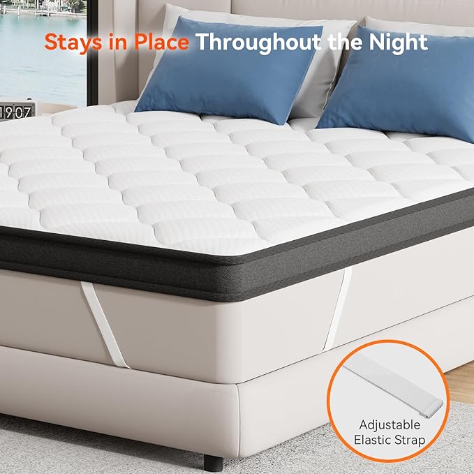 ELEMUSE 3 Inch King Size Memory Foam Mattress Topper, High Density Gel Foam Bed - Image 7