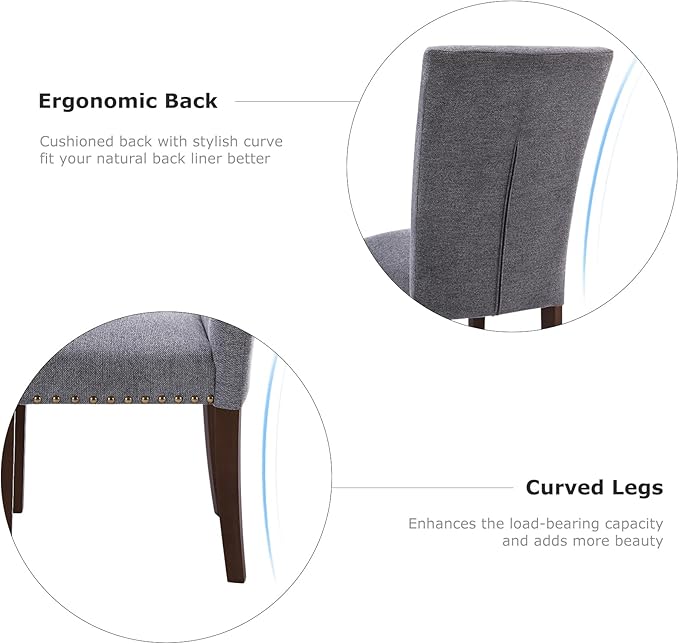 COLAMY Upholstered Parsons Dining Chairs Set of 4, Fabric Dining Room Kitchen - Image 8