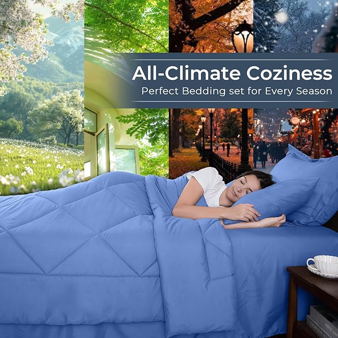 HEVUMYI Royal Blue Cali-King Comforter Set - Image 3