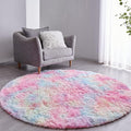 FJZFING Rainbow Round Rug Ultra-Soft Plush Modern 7x7 Circle Area Rug by FJZFING